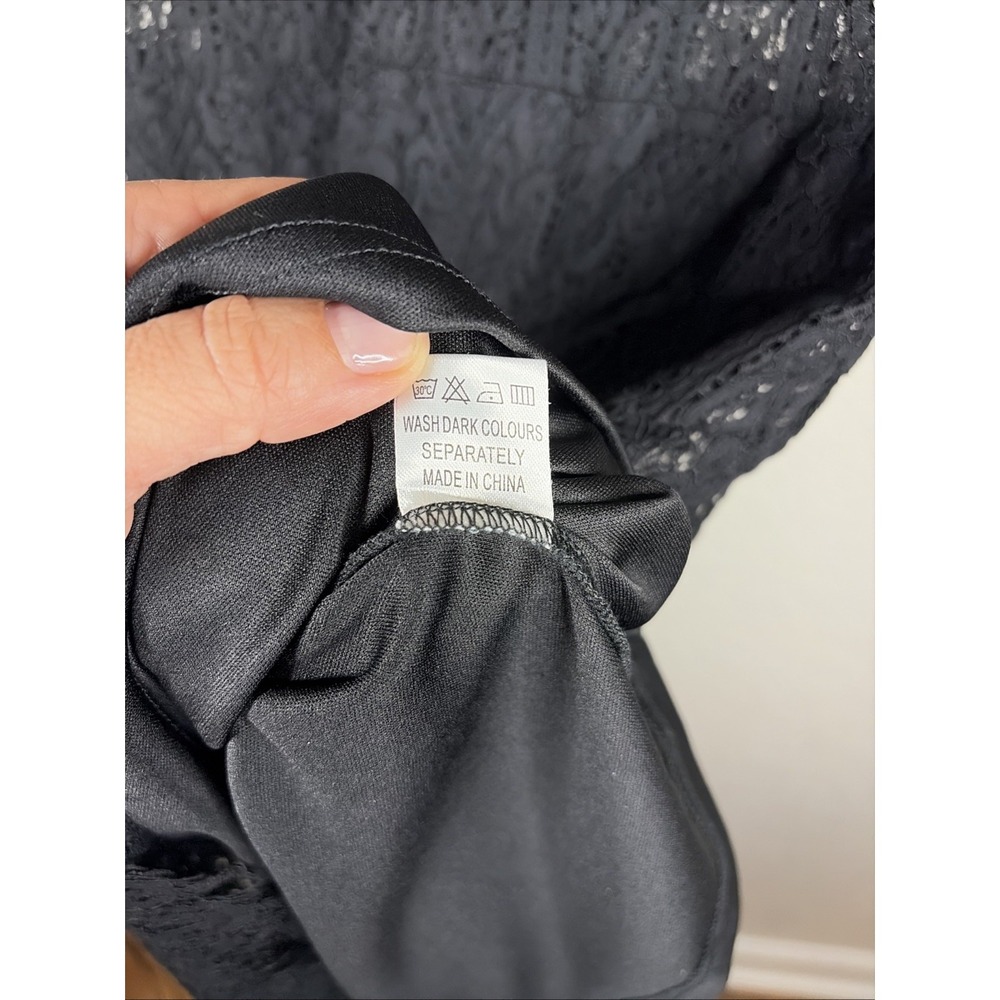 Zalalus Women's Black Lace Cocktail Dress‎ Short Sleeve, Size 10 - Picture 4 of 5